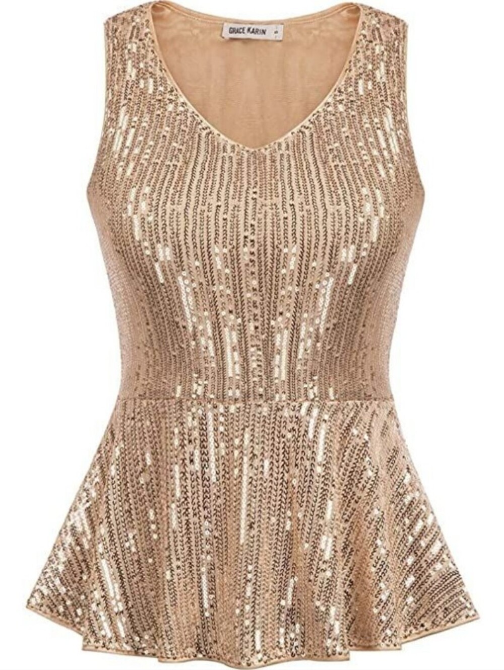 Grace Karin Sequin Peplum Top